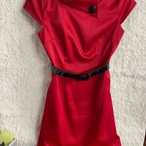 Maggie London Vintage Red Dress with Black Belt 👠